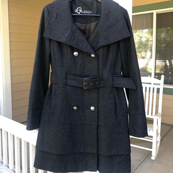 Guess Wool Military Pea Coat - Picture 1 of 6